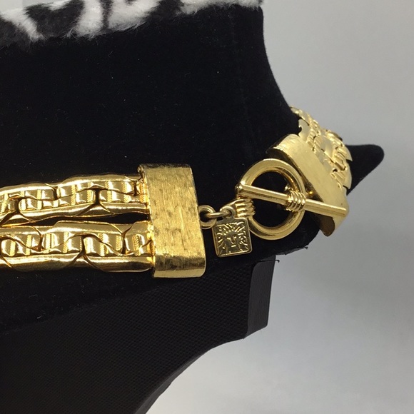 Anne Klein Couture Gold tone Double Strand Chain 1980’s Necklace - Picture 3 of 10